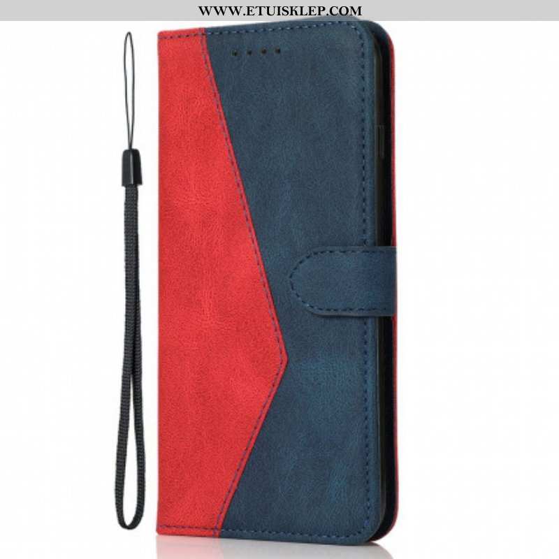 Etui Folio do Oppo A94 5G Dwukolorowa Trójkątna Sztuczna Skóra